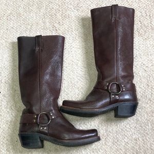 Frye Harness Tall Dark Brown Leather Boots